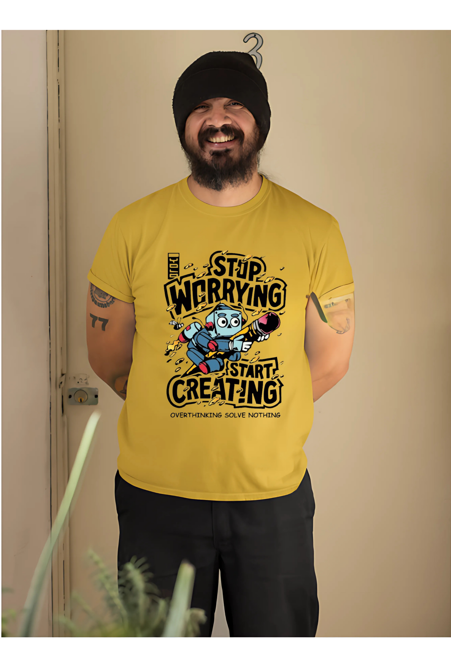 Stop Worrying Start Creating !! Trendy Men's Stylish T-Shirts