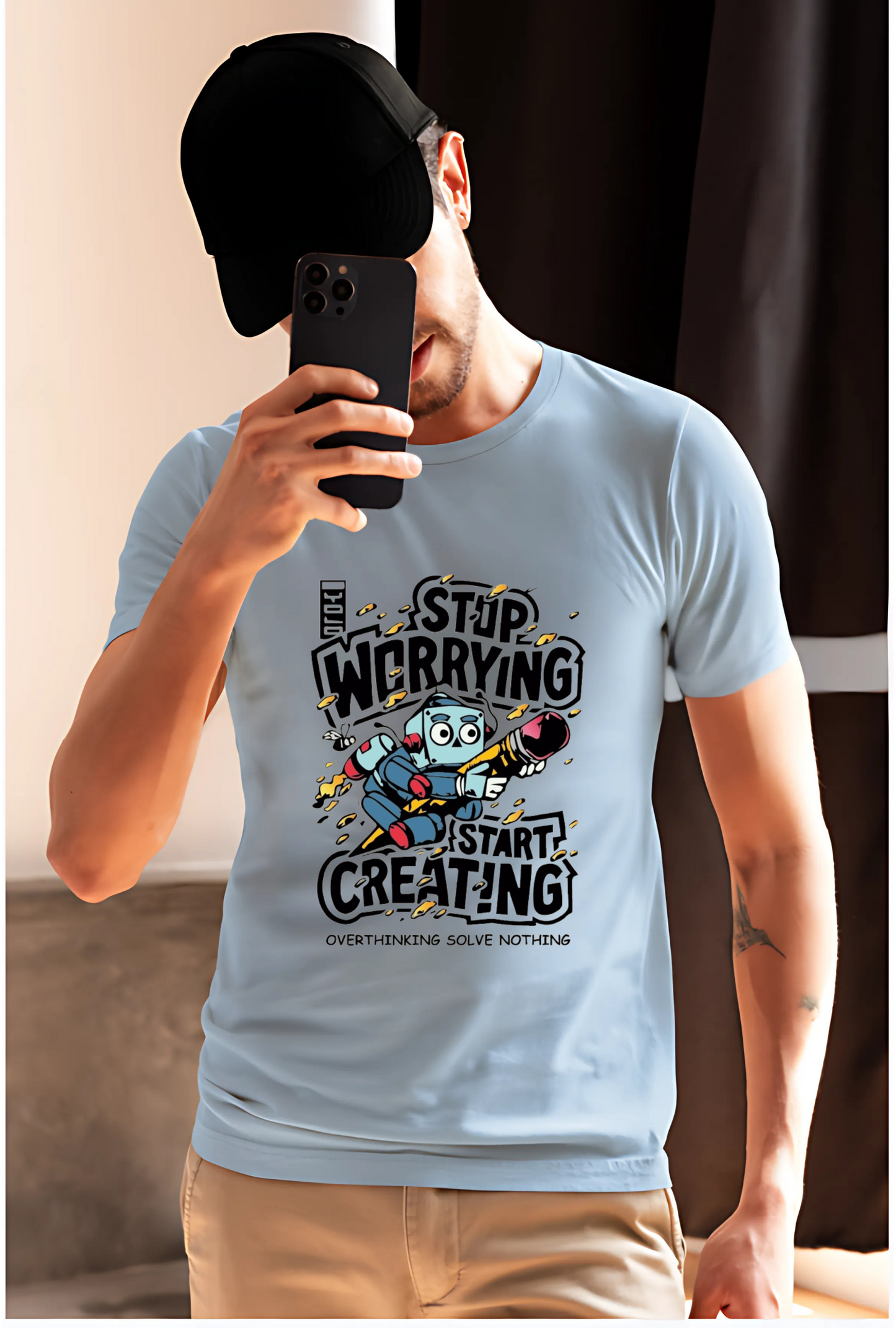 Stop Worrying Start Creating !! Trendy Men's Stylish T-Shirts