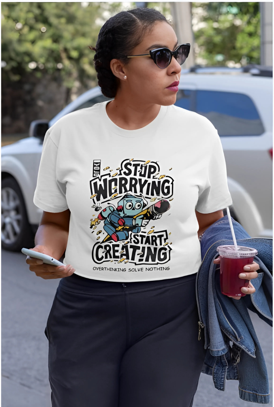 Stop Worrying Start Creating !! Trendy Men's Stylish T-Shirts