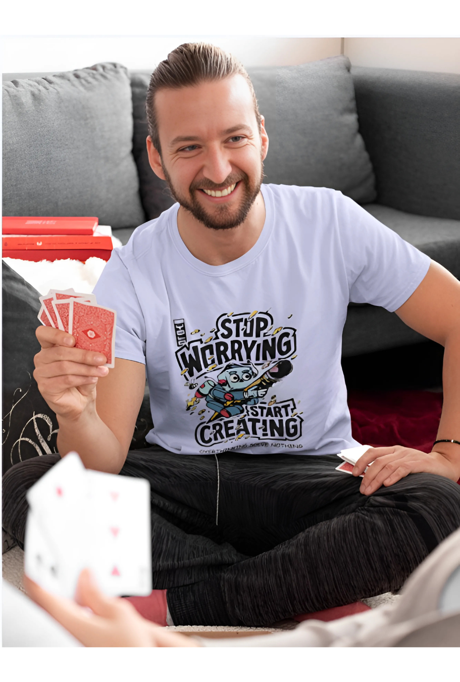 Stop Worrying Start Creating !! Trendy Men's Stylish T-Shirts