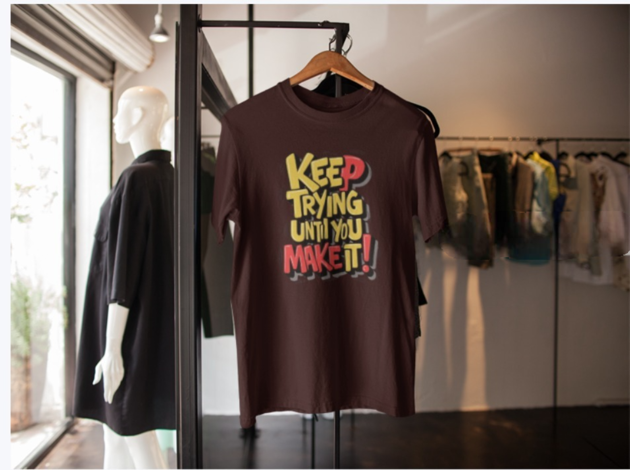 "Keep Trying Until You Make It! " Trendy Mens T-shirts Printed, Designs ,Cottonblend